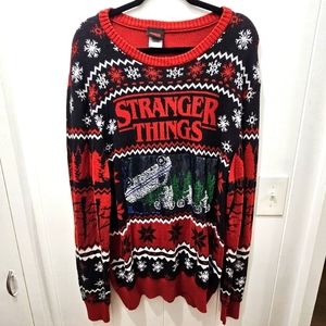 "Stranger Things" Christnas Sweater with Flip Design Sequin for 2 looks Mens XXL